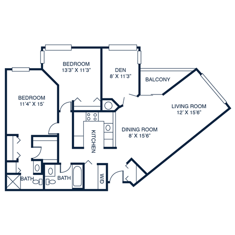 a floor plan of a house with bedrooms and a living room and a dining room